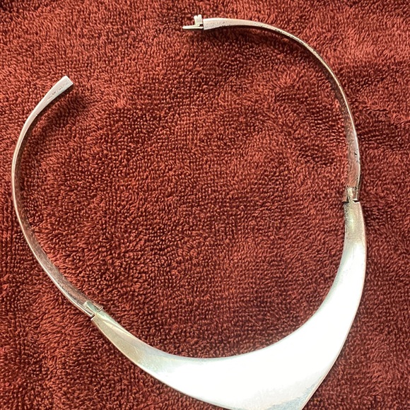 Sterling silver and onyx choker necklace (91 grams) - Picture 4 of 8